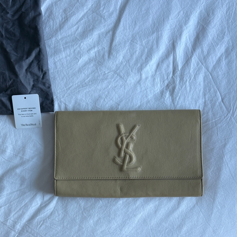 Yves Saint Laurent Beige Leather Clutch
